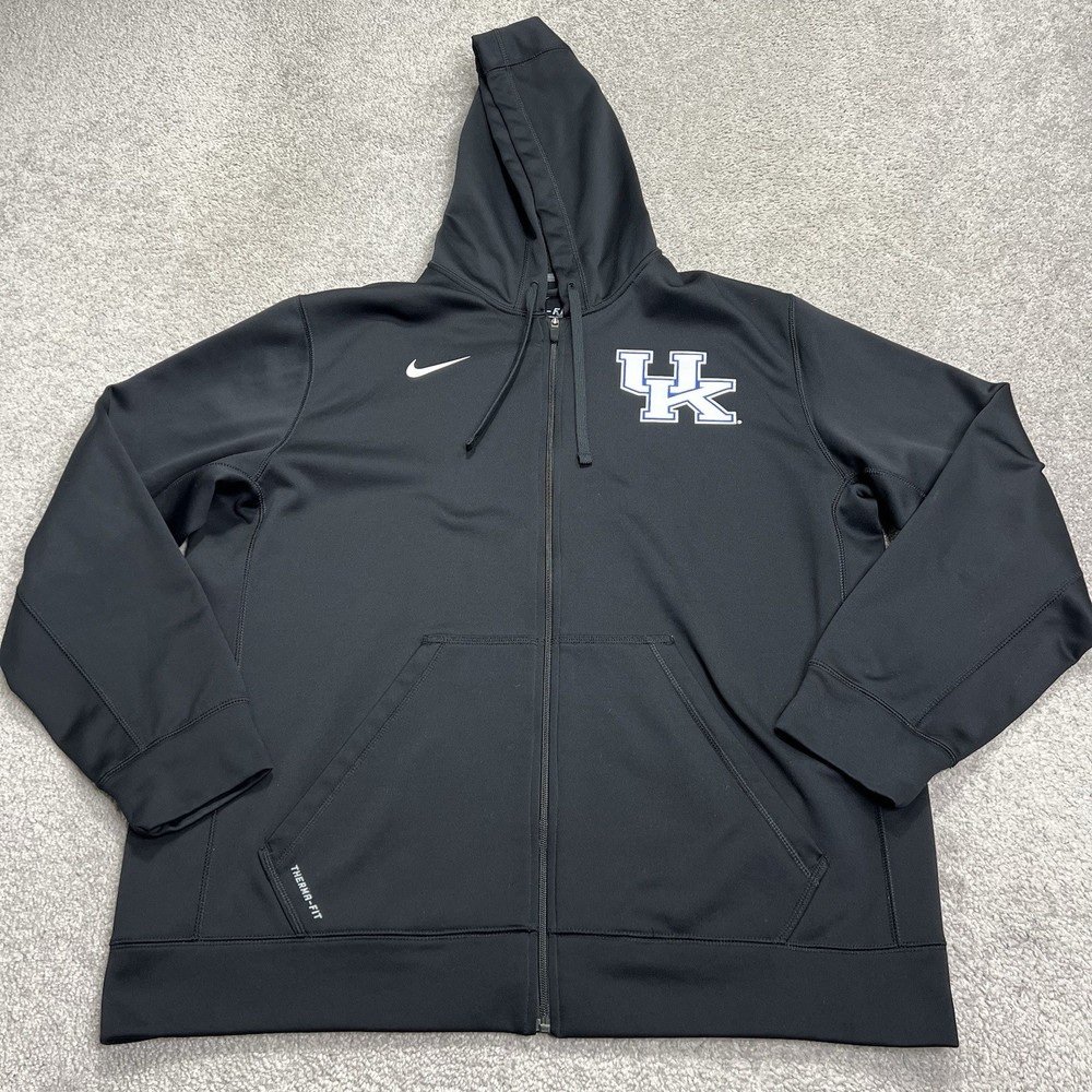 Kentucky Wildcats UK Hoodie Mens XL Black Sweatshirt Nike Therma Fit Full Zip