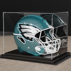 Xiomot Football Helmet Display Case Full Size with Mirror Back and Black Meta…