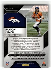 Paxton Lynch 2016 Panini Prizm #288 Denver Broncos Flash RC