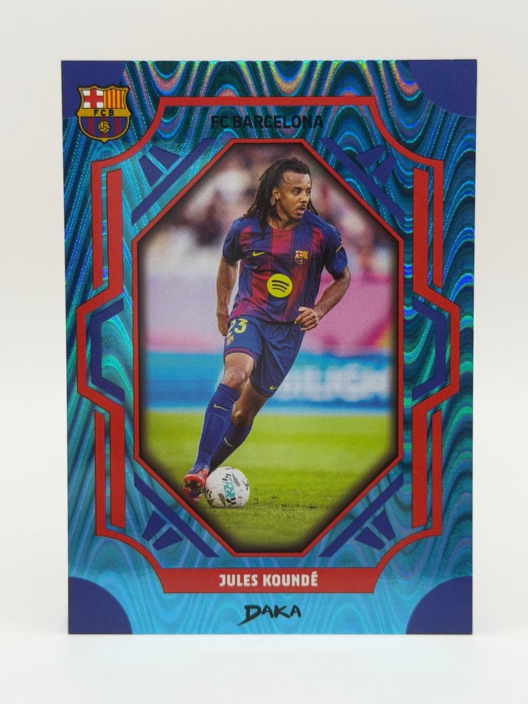 2025-26 DAKA FC Barcelona Jules Kounde Blue Wave Refractor Parallel /99 FCB-15-B