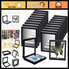 20Pcs 3D Floating Frame Display Case – 4.33″ Black for Jewelry, Coins, Collectib