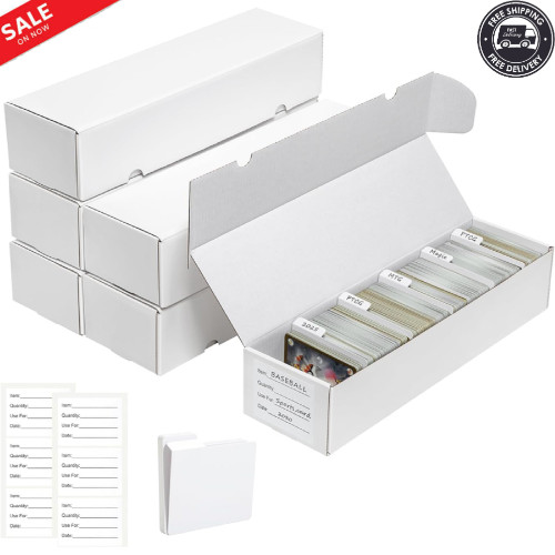 Trading Card Storage Box 1100 Count Bulk Card Storage Box with Dividers 6 Pack