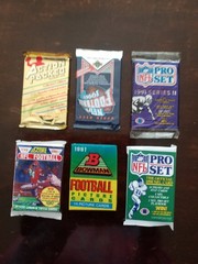 6 Sealed NFL packs 1991 UpperDeck 1994 ActionPacked 1990 & 92 ProSet 91 Bowman