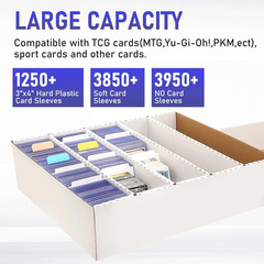 Sports Card Box 5 Row 3200 Count,Cardboard Card Storage Box with Divider Bulk Ca