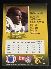 Football 1991 Wild Card Jeff Bryant Seattle Seahawks Defensive Lineman #12