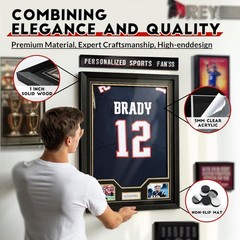 Sports Jersey Frame with Cleaning Kit and Decorative Cardstock for Wall Mounting
