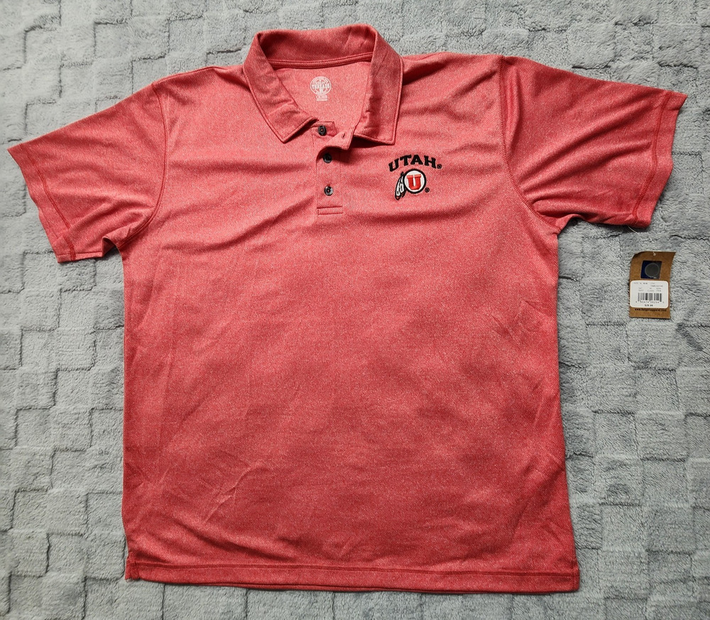 University Of Utah Men’s XL Rivalry Threads 91 Short Sleeve 1/4 Button Red NWT