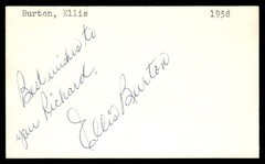 Ellis Burton Cardinals Cubs Baseball Signed Index Card Auto *CA525