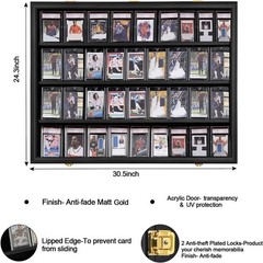 36 Graded Sports Baseball Card Display Case Lockable Wall Mount