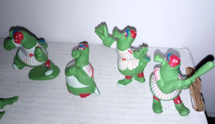 Phillie Phanatic PVC Figurines 2″ Tall – Set of 8 – Vintage 1987 Figures – Good