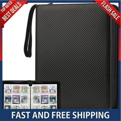 Trading Card Binder with Sleeves 9 Pocket Premium 720 Double Sided Pocket PU …