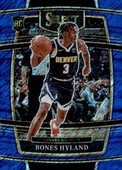 Bones Hyland 2021-22 Panini Select Cracked Ice Blue Prizm #79 RC Denver Nuggets