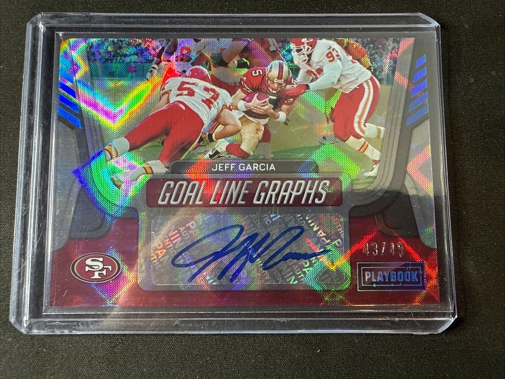 2022 Panini Playbook Jeff Garcia Platinum Goal Line Graphs Auto #/49 49ers