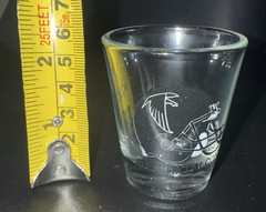Atlanta Falcons Shot Glass NFL Football Black Helmet Clear Glass 2.5 inches Tall