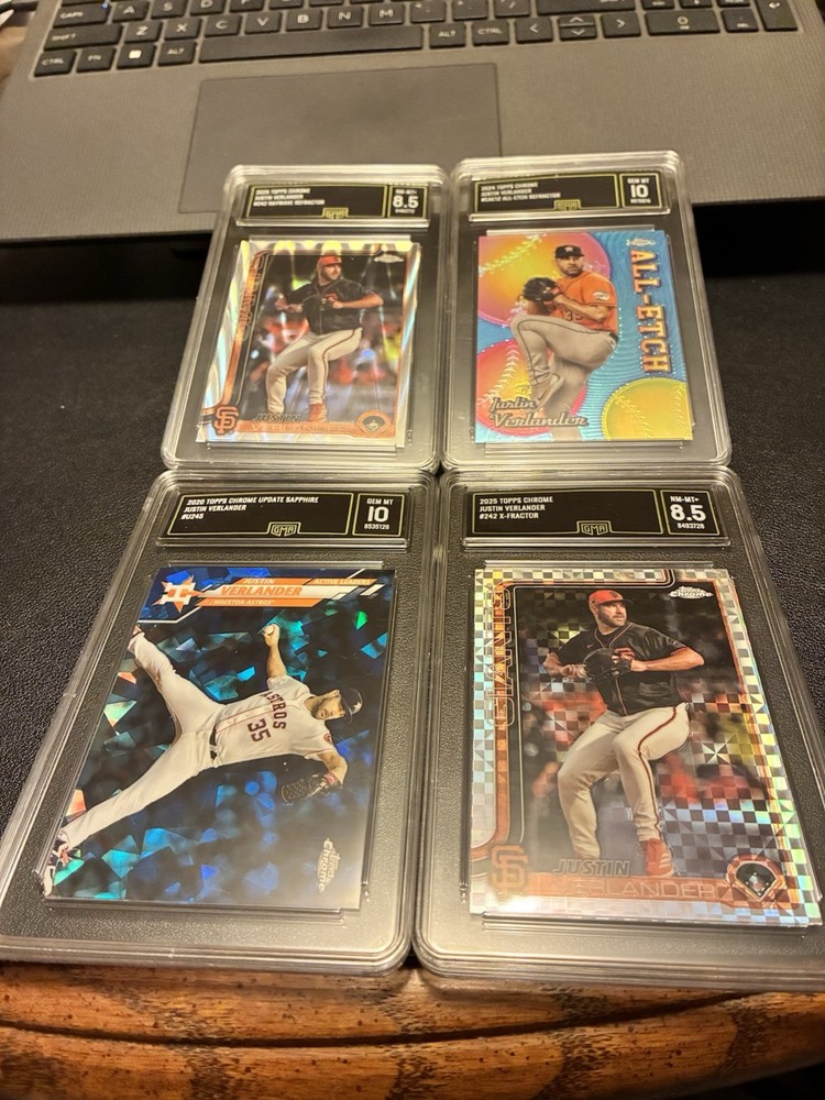 Justin Verlander Topps Chrome 4 Graded Slabs From 2020-2025. 4 Slabs Total.