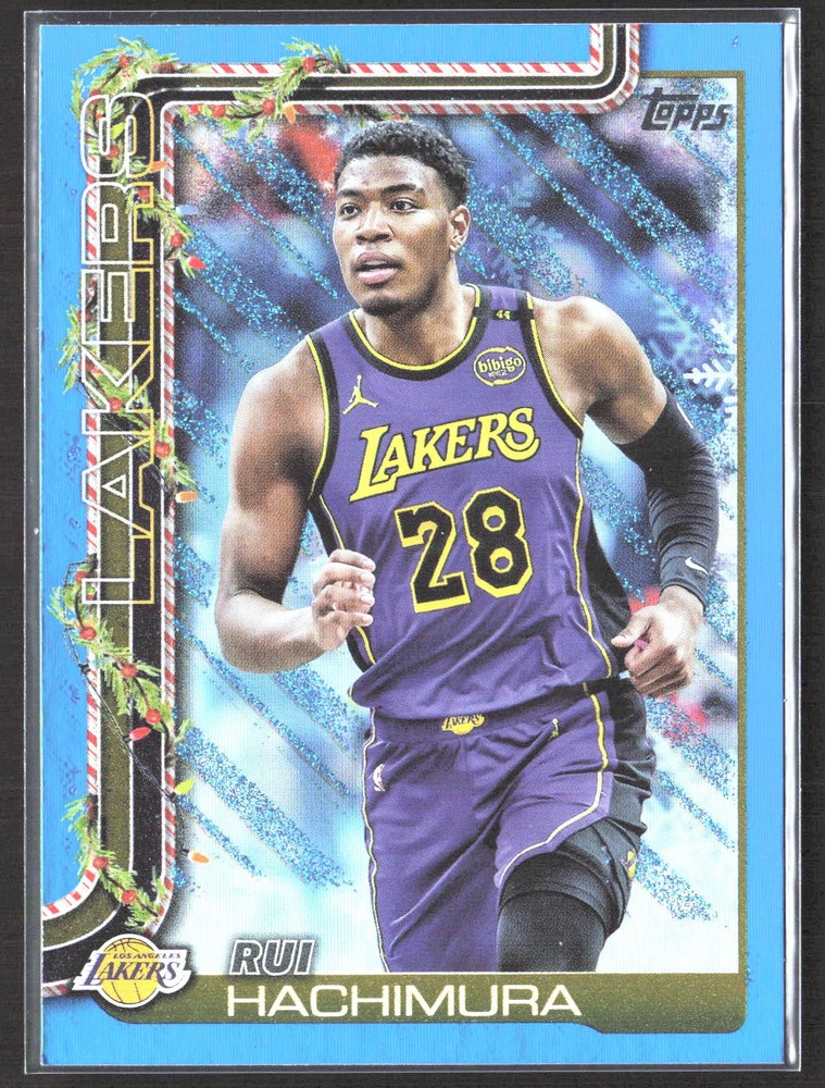 2025-26 Topps Holiday #H123 Rui Hachimura Light Blue and White Glitter Holiday
