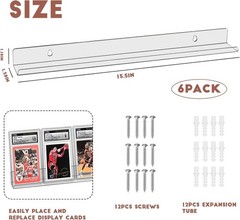 6 Pack Sport Card Display Shelf for Wall – Hold up to 30 Trading Cards, Acrylic