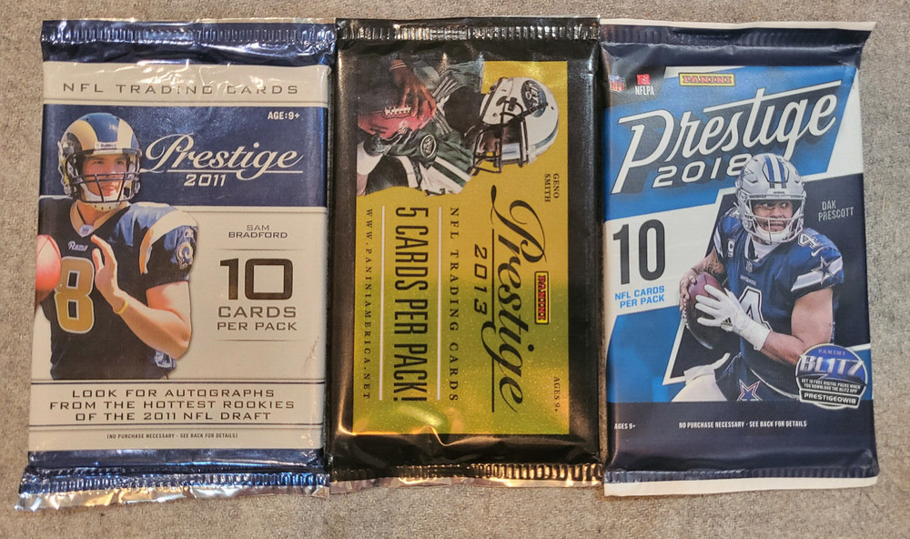 2011, 2013, 2018 Prestige NFL Football 3 Pack Lot – See details within