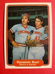 1982 Fleer #634 Johnny Bench Tom Seaver Cincinnati Reds Dynamic Duo HOF NmMt