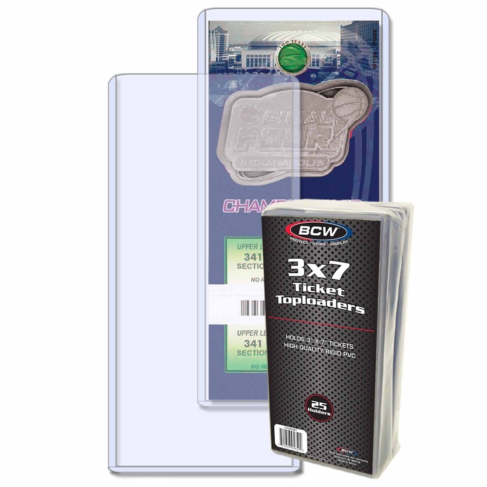 1 Pack of (25) BCW 3 x 7 Ticket Toploader Holders 3×7 Toploaders Top Load Rigid