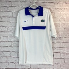 Florida Gators Shirt Mens Large White Blue NCAA Football Nike Dri-FIT Polo