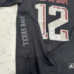 Texas A&M Aggies Jersey Youth Large NCAA Football Adidas 12th Man Black Ice Rare