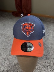 New Era 39Thirty Hat NFL Chicago Bears Navy Blue Orange Flex Stretch Cap M/L
