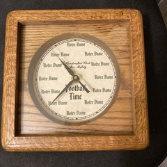 Jim Mofhitz Notre Dame Football Time Clock Heavy Duty Oak 8X8X2.5 Inches