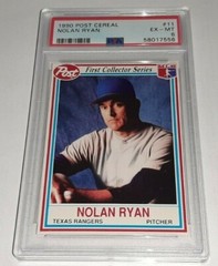 1990 Post Cereal #11 Nolan Ryan Card Graded PSA 6 Ex – Mt Pop 10 Tough