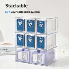 6 Drawer Trading Card Storage Box, 2200+ Cards Organizer with Divider, Clear Sta