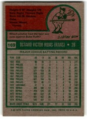 1975 TOPPS SET BREAK EX-EXMT #169 COOKIE ROJAS