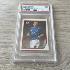 2003 Merlin Premier League #296 Wayne Rooney Rookie Sticker Black Back Rare PSA