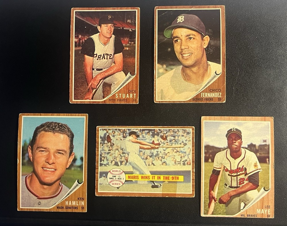 1962 Topps Baseball Lot of 5 Cards low grade Roger Maris World Series