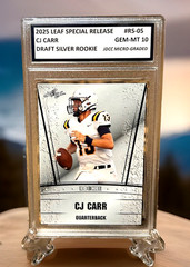 CJ CARR Notre Dame RC 2025 LEAF SILVER EDITION GRADED GEM-MT 10 ROOKIE #RS-05