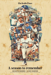Seattle Mariners AL West Champion Poster 13×19″ Seattle Times Season To Remember