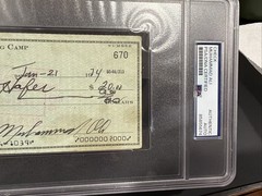 Muhammad Ali Hand Signed Training Camp Bank Check 1974 Original Psa Slabbed 1974