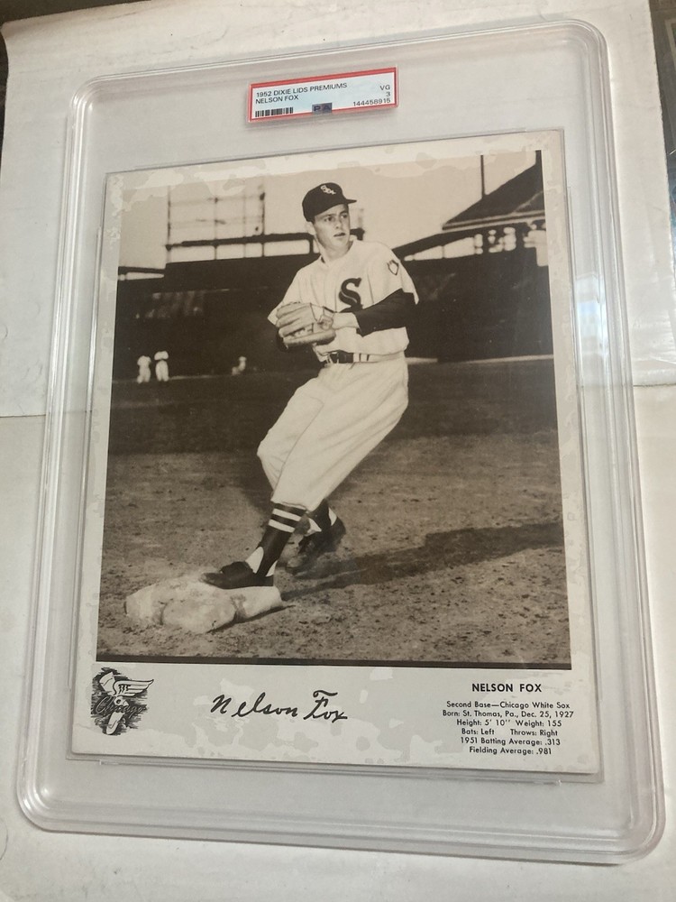 Psa 3 1952 Dixie Lids Premiums Nelson Fox Chicago White Sox *JJSTOYZ* Pop 1