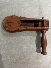 Victorian polished Football Rattle. Antique Wooden Soccer Clacker decorative