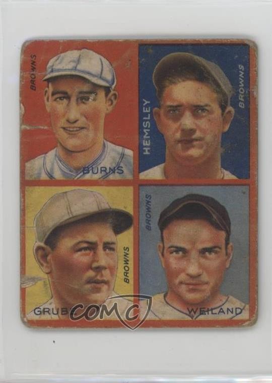 1935 Goudey 4-in-1 R321 Irving Burns Rollie Hemsley Frank Grube Bob Weiland n8a