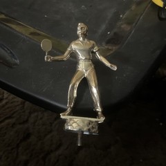 Vintage Racquetball Tennis Metal Trophy Topper Man Gold Or SilverTone 5 Inches