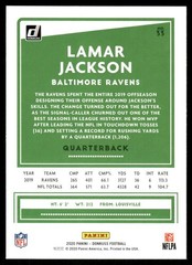 2020 Panini Donruss #33 Lamar Jackson Baltimore ravens football card
