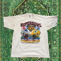 1997 Super Bowl XXXI White Patriots x Packers Football Team T shirt HN6501