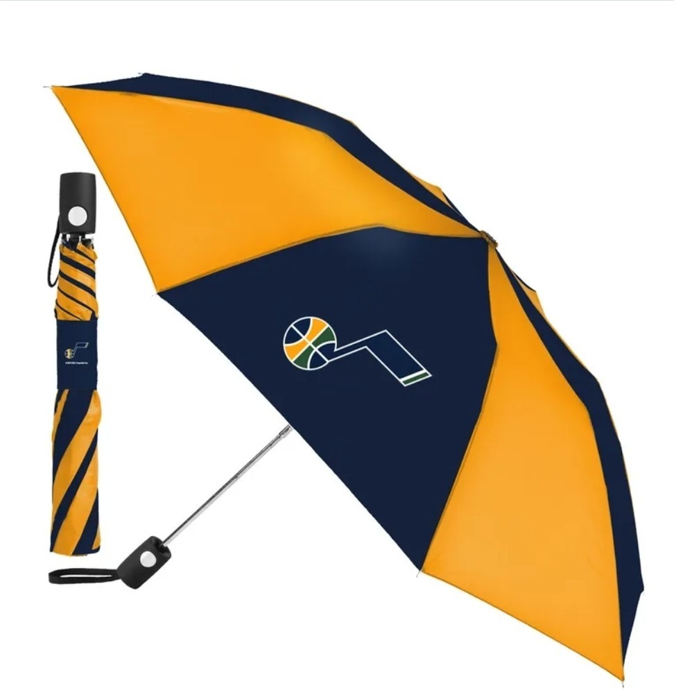 Utah Jazz Auto Folding Umbrella w/Push Button & Collapsible License Wincraft