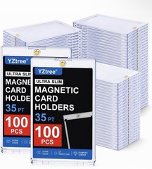 98 – Pack Magnetic Trading Sports Card Holders 35pt One-Touch Hard UV Protection