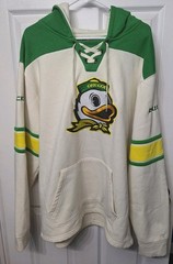 Oregon Ducks Hoodie XXL Colosseum Off White and Green Embroidered Duck Logo