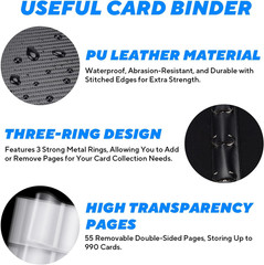 Portable 9-Pocket Trading Card Binder, Holds 1080 Cards with 60 Removable Double