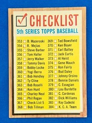 1962 Topps 5th Series Checklist #367***Free Shipping***