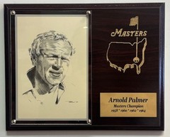 Masters champion Arnold Palmer jumbo postcard 10″x8″ plaque w engraved nameplate