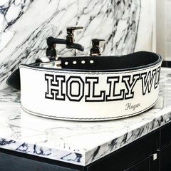 Hollywood Hogan Weightlifting GYM Belt WHITE Hulk Hogan Exercise Belt All Sizes