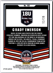 Grady Emerson 2026 Panini Stars & Stripes USA Black Velocity #155 USA #12/39